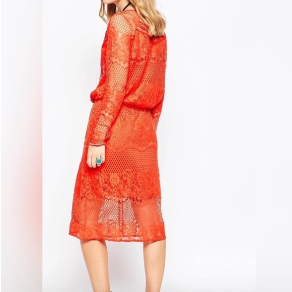 FREE PEOPLE Luna Lace Dress in Pimento - Picture 4 of 12